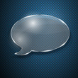 Speech bubble from glass on blue fluted background
