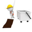 3d white people as road worker