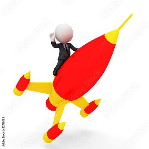 Illustration: 3d white people as business man with rocket 3d white people as business man with rocket