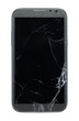 Broken mobile smart phone isolated on white background with clip