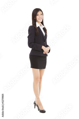 Photo: full length business woman standing with isolated on white back full length business woman standing with isolated on white back