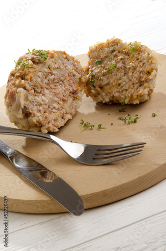 Photo: cooked meatball with long grain rice cooked meatball with long grain rice