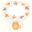 Vector illustration of a cute cat and birds