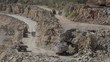 Production of a natural construction stone in an open pit. Worki