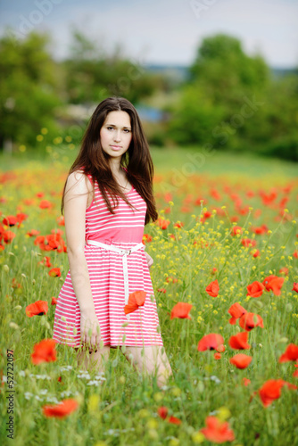 Photo: brunette in poppy field brunette in poppy field