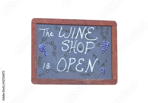 Photo: isolated wine shop open sign isolated wine shop open sign