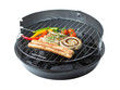 Holzkohlegrill mit Würstchen