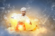 Asian female cooking with magic