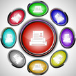 Printer. Vector internet buttons. 8 different projections.
