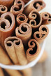 Cinnamon sticks bundle overhead close up