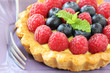 Berry tartelette with raspberries and blueberries
