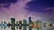 Time lapse of Miami skyline with perfect reflection