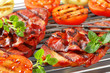Grilled pork steaks and vegetables