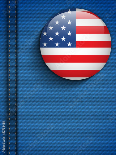 Vector: USA Flag Button in Jeans Pocket USA Flag Button in Jeans Pocket