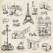 Paris Illustration Set - for design and scrapbook - in vector