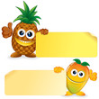 Pineapple with Mango. Vector Cartoon Illustration