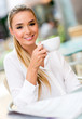 Woman drinking coffee