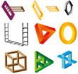 A set of impossible figures, unreal objects
