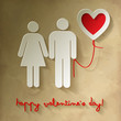 Valentines Papier Herz Vintage Karte Paar