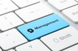 Business finance concept: Head Whis Padlock and Management on co