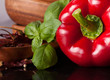 Vegetables and spices isolated  in black background