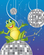 Vektor: A frog sitting on a disco light A frog sitting on a disco light