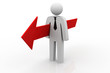 Business Man holding an arrow. 3d image.