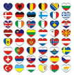 Vektor: Europe Flags hearts Europe Flags hearts