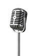 Vintage silver microphone isolated on white background