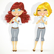 Photo: Cute girls folded heart out of the hands Cute girls folded heart out of the hands