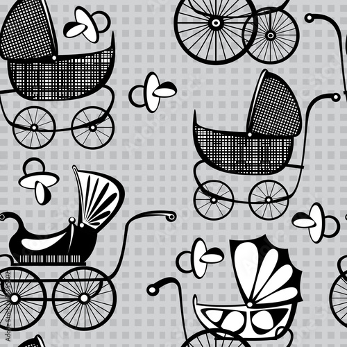 Vector: .seamless illustration retro buggy on gray background .seamless illustration retro buggy on gray background