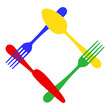 Vector colorful cutlery frame