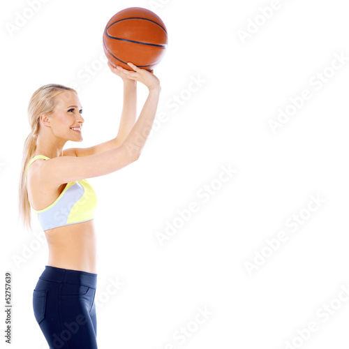 Photo: Female basketball player is ready to shoot Female basketball player is ready to shoot