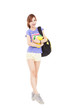 full length happy student  girl holding books