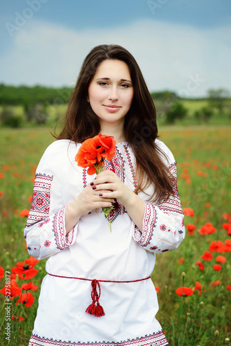 Photo: brunette with poppies brunette with poppies