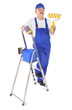 Photo: house painter with ladder on white house painter with ladder on white