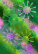 Bright forms on multicolored  mesh background
