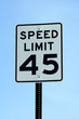 Forty five mph speed limit sign