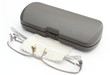 Glasses, cleaning cloth and case on a white background
