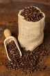 burlap sack and scoop with coffee beans