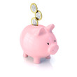 Sparschwein mit Euromünzen - Geld sparen