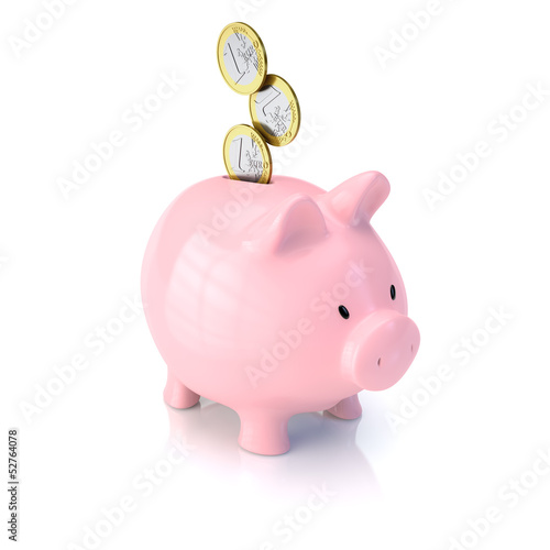 Photo: Sparschwein mit Euromünzen - Geld sparen Sparschwein mit Euromünzen - Geld sparen