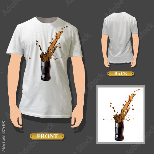 Illustration: Broken bottle printed on shirt. Broken bottle printed on shirt.