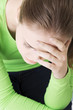 Young sad woman, have big problem or depression