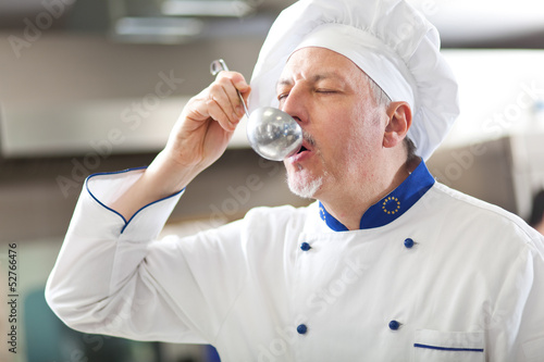 Photo: Chef tasting soup Chef tasting soup