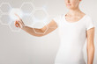 woman hand pressing virtual button