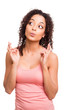 Beautiful african woman crossing her fingers
