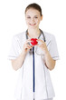 Young nurse with heart in her hand