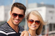 happy young couple in port