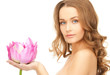 lovely woman with lotos flower